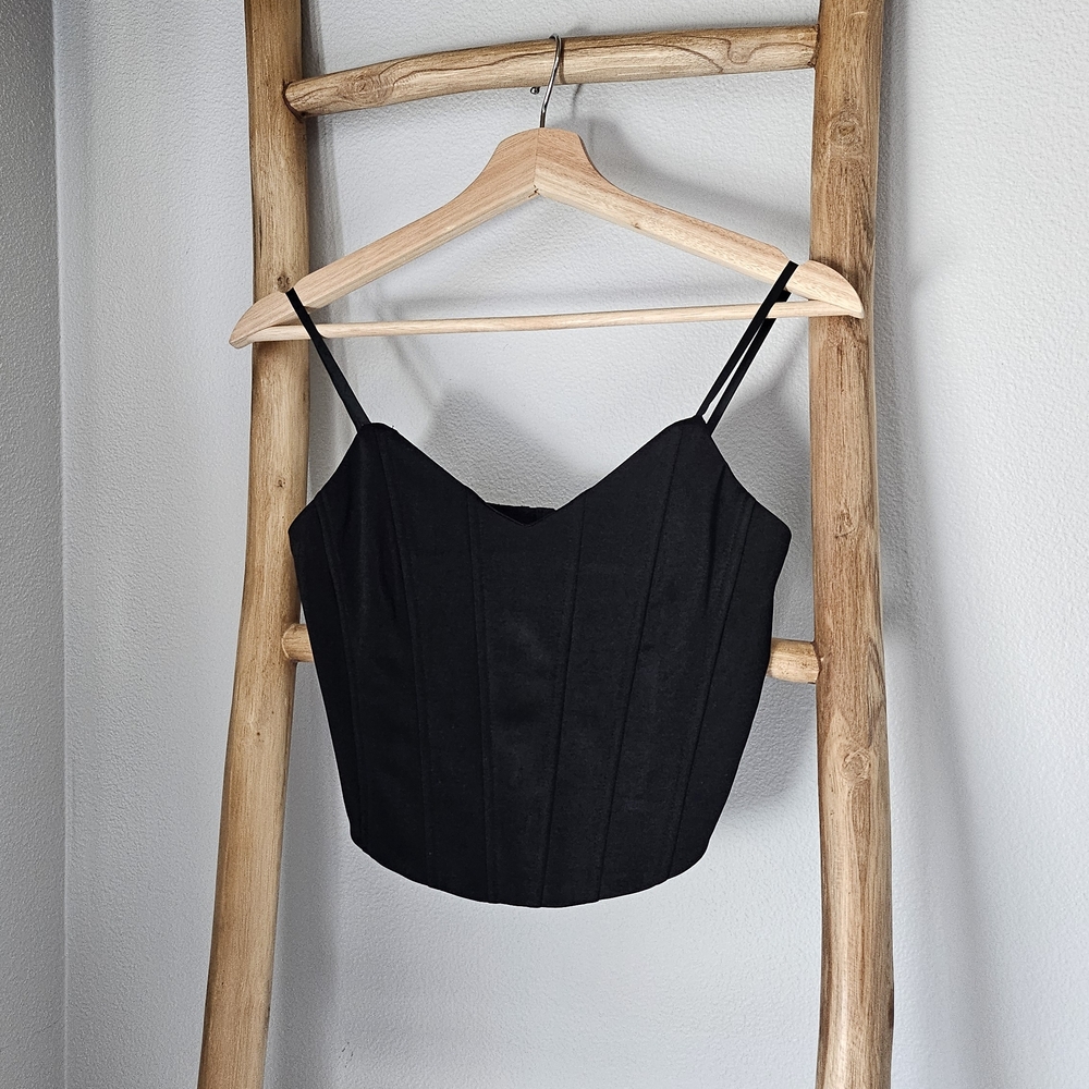 Windsor Black Corset-Style Blouse